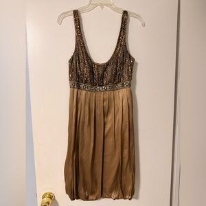 Sue Wong Bronze Beaded Mini Dress